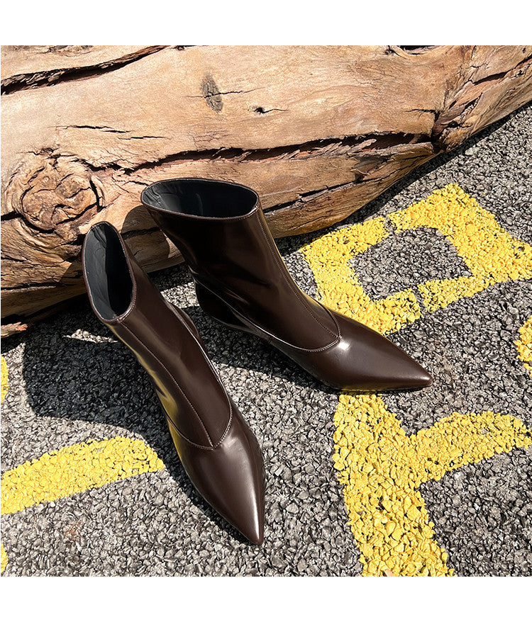 Karin Luna In Stock  Spot Goods Elegant kitten heel pointed toe trendy ankle boots