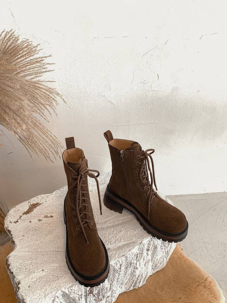 Karin Luna In Stock Casual style thin strap round toe suede ankle boots