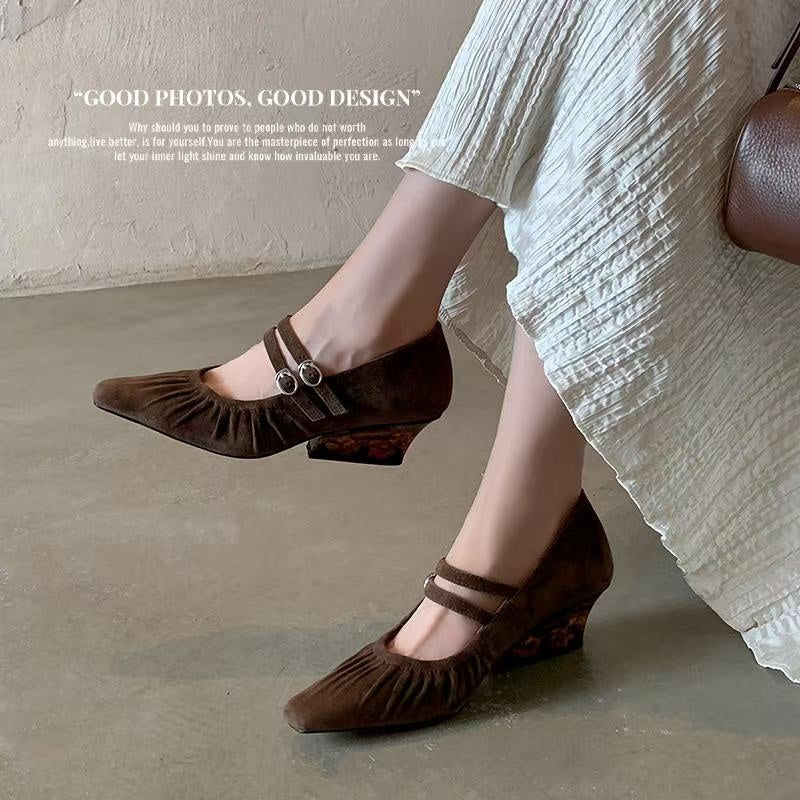 Karin Luna Full Leather Inside and Out Popular Element Amber Heel Elegant French Style Single Shoes