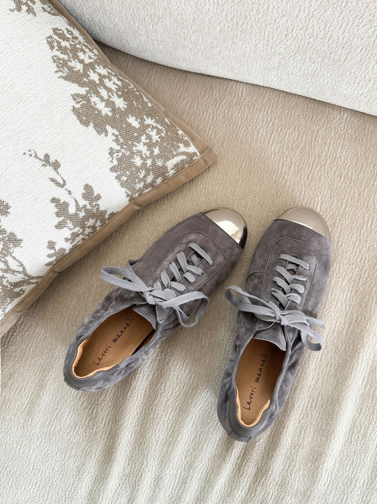 Karin Luna In Stock In Stock  High-end Metal Toe Lace-up Flats