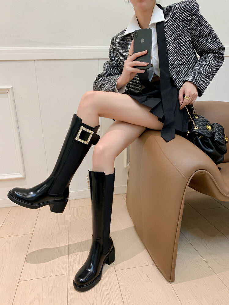 Karin Luna Bestseller Spot Goods Exquisiteness round Head Elastic Long Boots