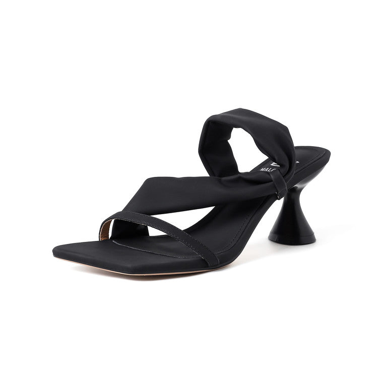 Karin Luna Best-selling in stock Minimalist Style  All-Matching Irregular Ultra-Soft Strap Square Toe High Heels