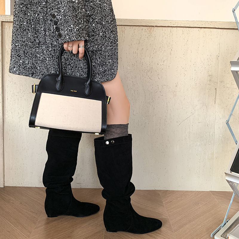 Karin Luna In Stock Spot Goods  Bestselling Suede Leather Sold Out Fast: Pile of Matte Inner Height-Increasing Western Boots