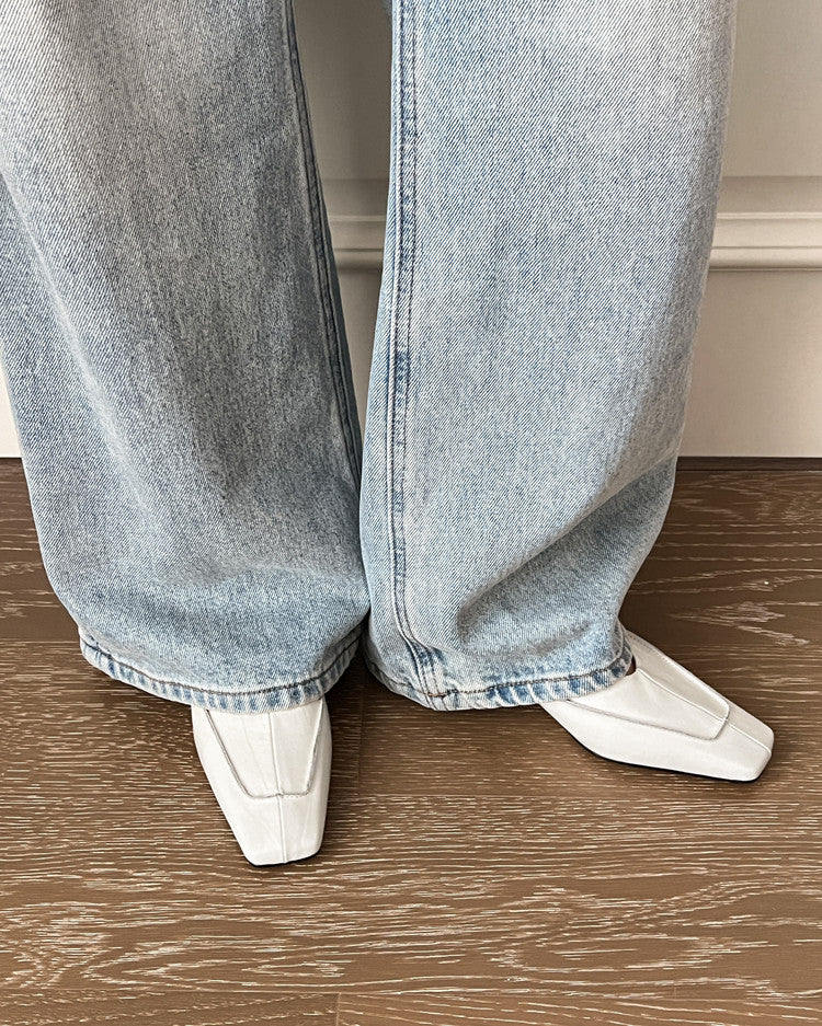 Karin Luna In Stock Spot Goods  Retro Full Leather Square Toe Shallow Mouth Single Shoes