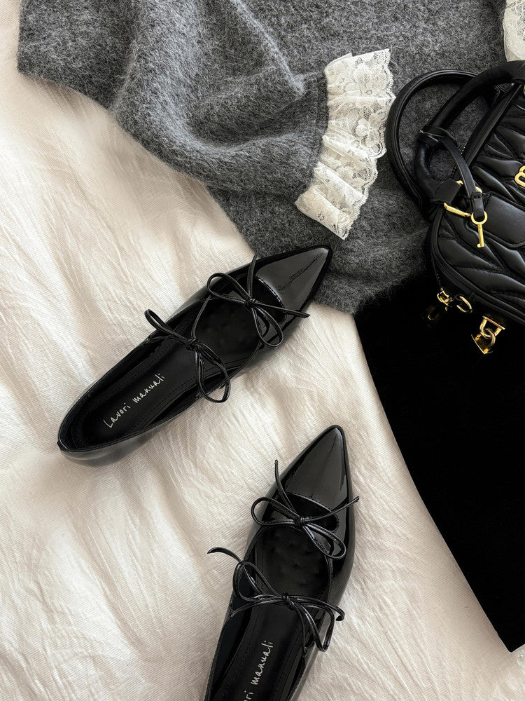 Karin Luna In Stock Spot Goods  Hot-selling Element Bowknot Square Toe Pointed Toe Single Shoes