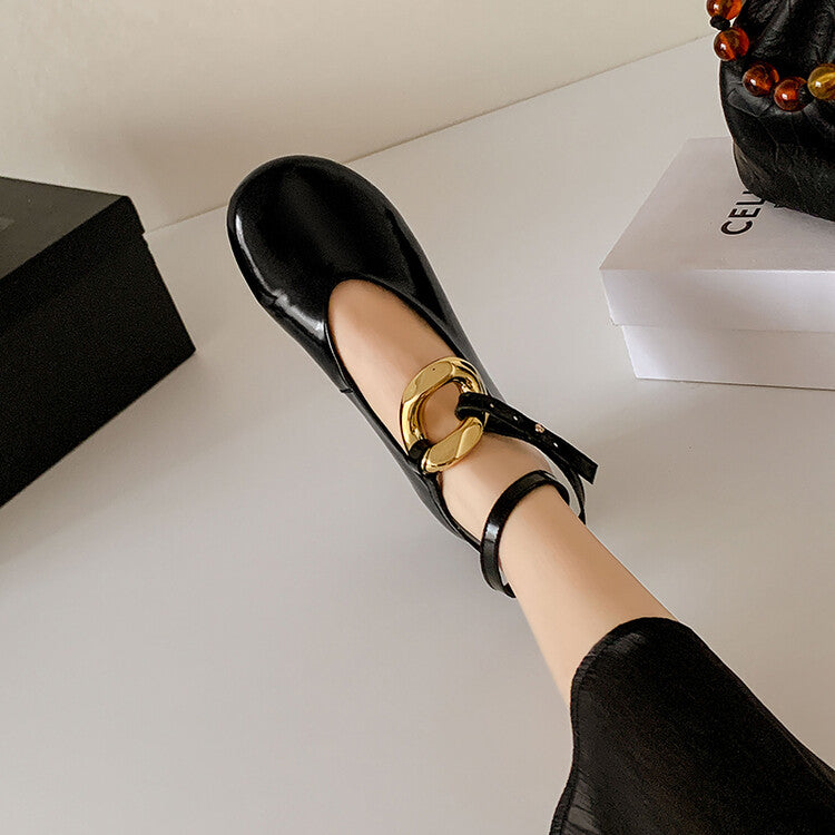 Karin Luna In Stock Large Stock Main Promotion  Two-Way Wear Height-Increasing Retro Gold Buckle Mary Jane Shoes