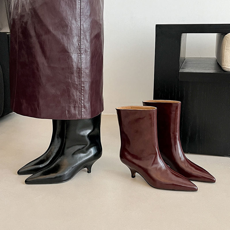 Karin Luna In Stock Spot Goods Minimalist Tube Kitten Heel Short Boots