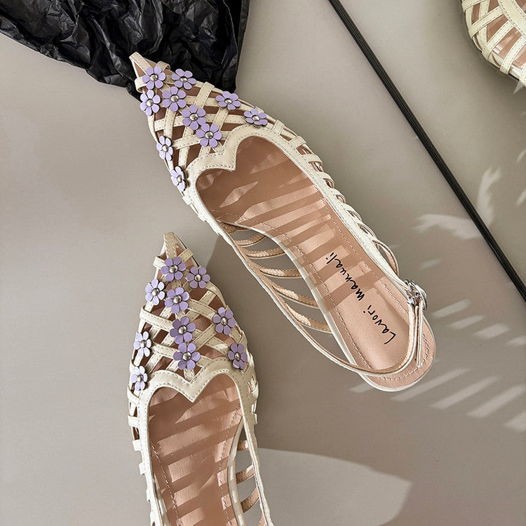 Karin Luna In Stock Spot Goods  Purely Handmade Flowers High-end Hollow Out Sandals