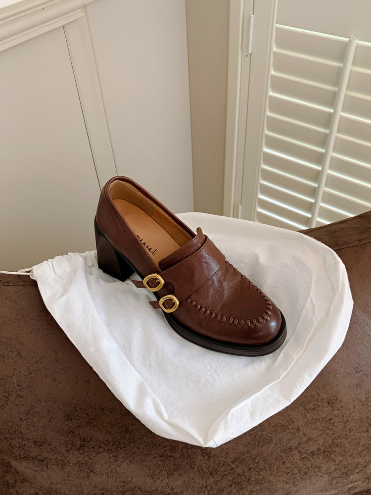 Karin Luna Bestseller Hot-Selling Derivative Edition Self-contained Strap Buckle Casual Loafers