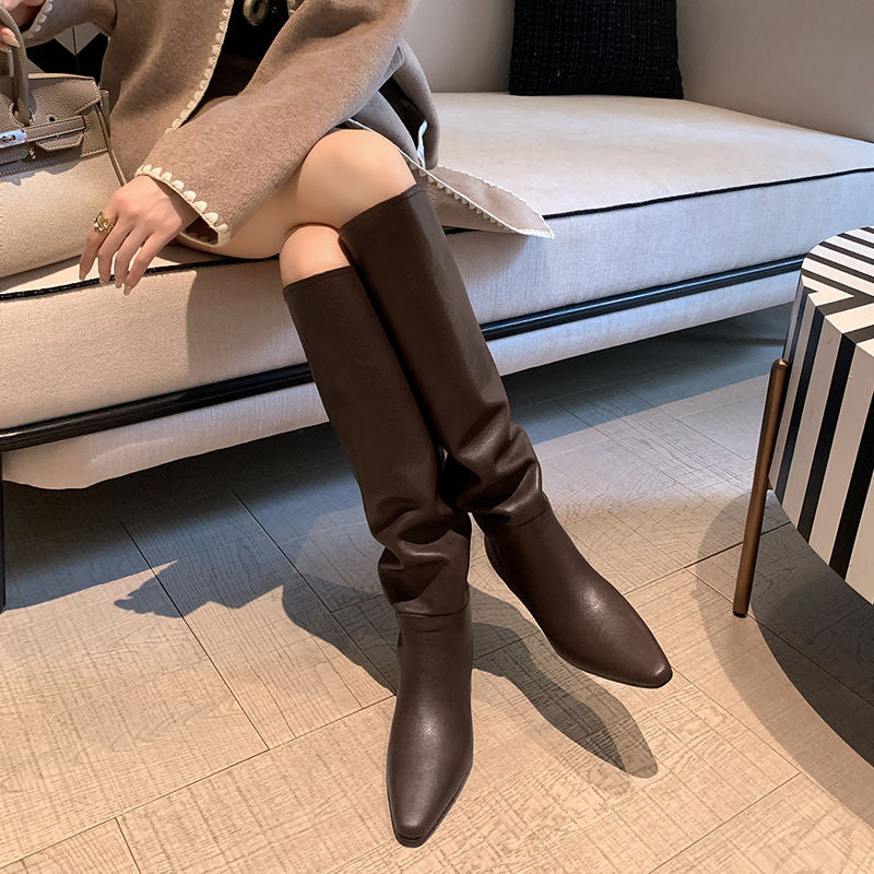 Karin Luna Elegant Style Slanted Inner Height-Increasing Long Boots