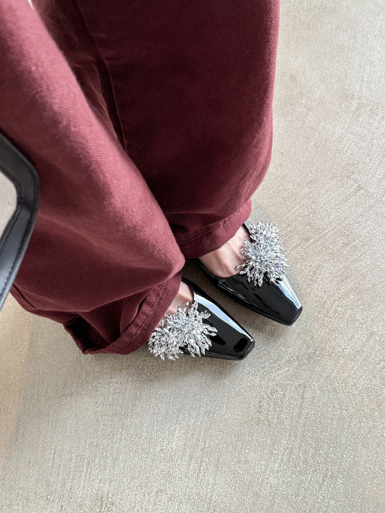 Karin Luna In Stock Spot Goods Exquisite Fireworks Buckle Small Square Toe Chunky Heel Commuter Shoes