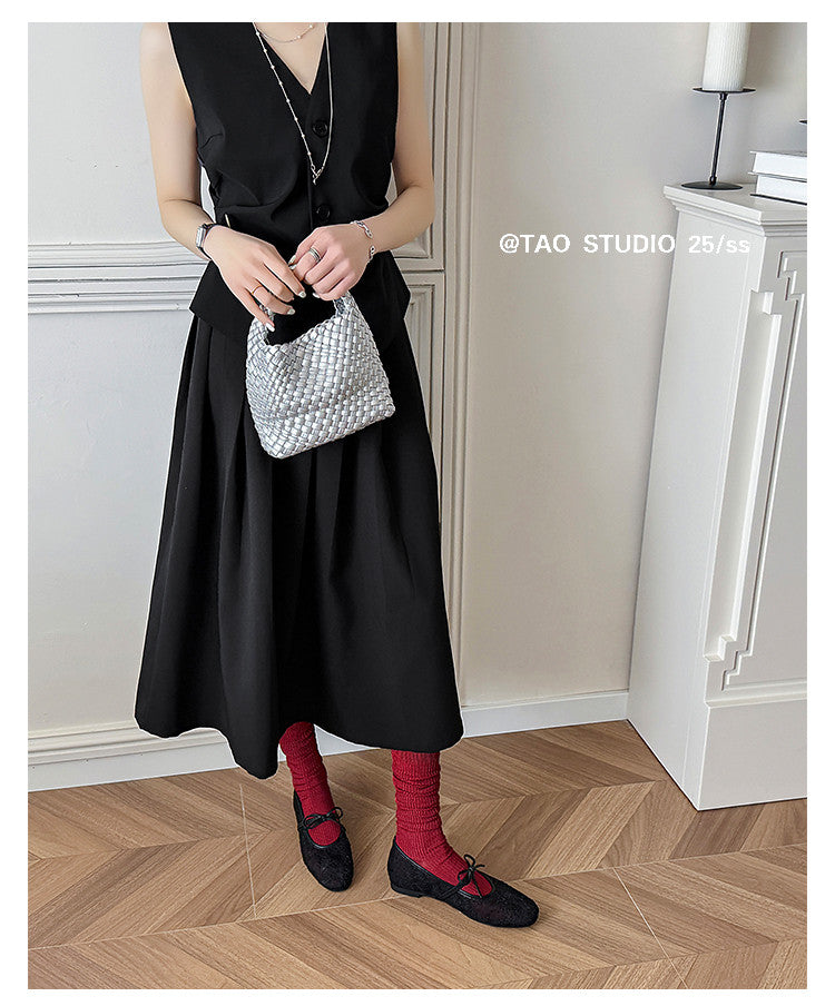 Karin Luna In Stock Spot Goods  Summer Breathable Retro Embroidered Bow Granny Shoes