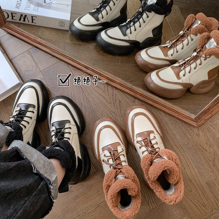 Karin Luna In Stock  Spot Goods  Hot-selling Sports Thick Sole Thickened Fur Snow Boots Full cowhide