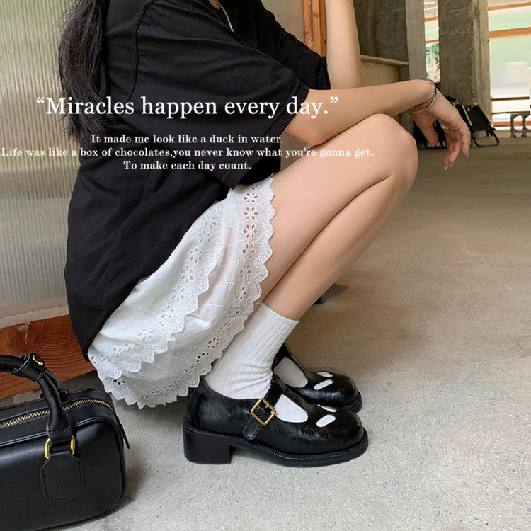 Karin Luna In Stock Spot Goods Minimalist Retro British Style Irregular Hollow Single Shoes