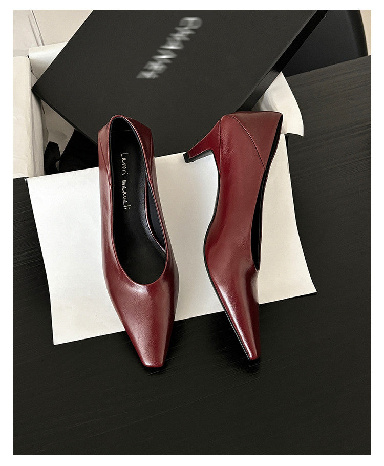 Karin Luna In Stock In Stock ~Basic Versatile French Style Small Square Toe Shallow Mouth Single Shoes