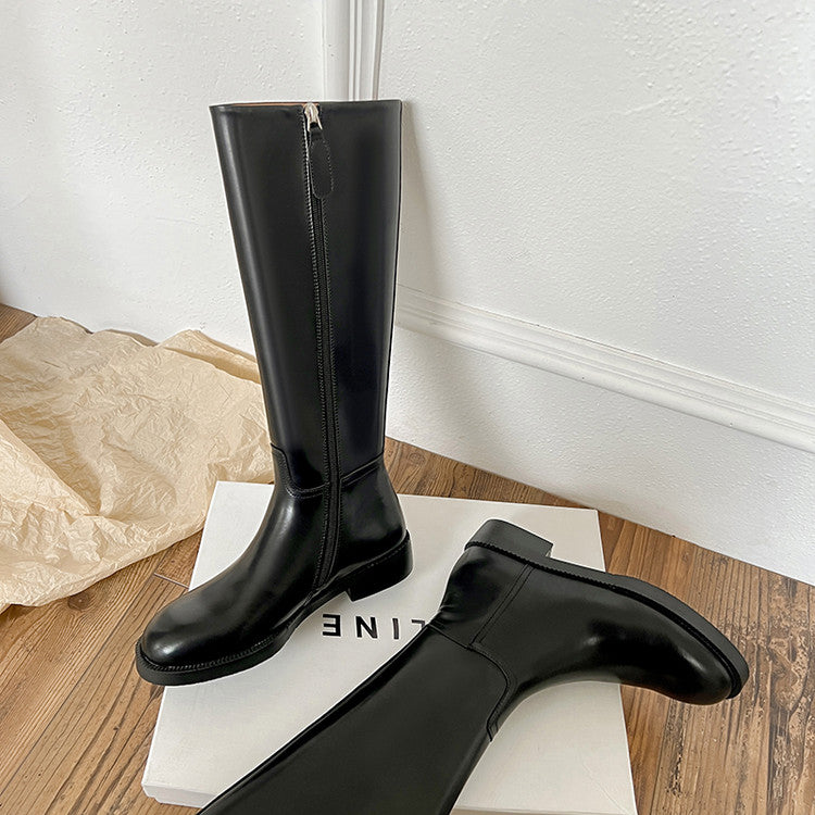 Karin Luna In Stock In-stock Basic Classic Timeless Round Toe Casual Riding Boots