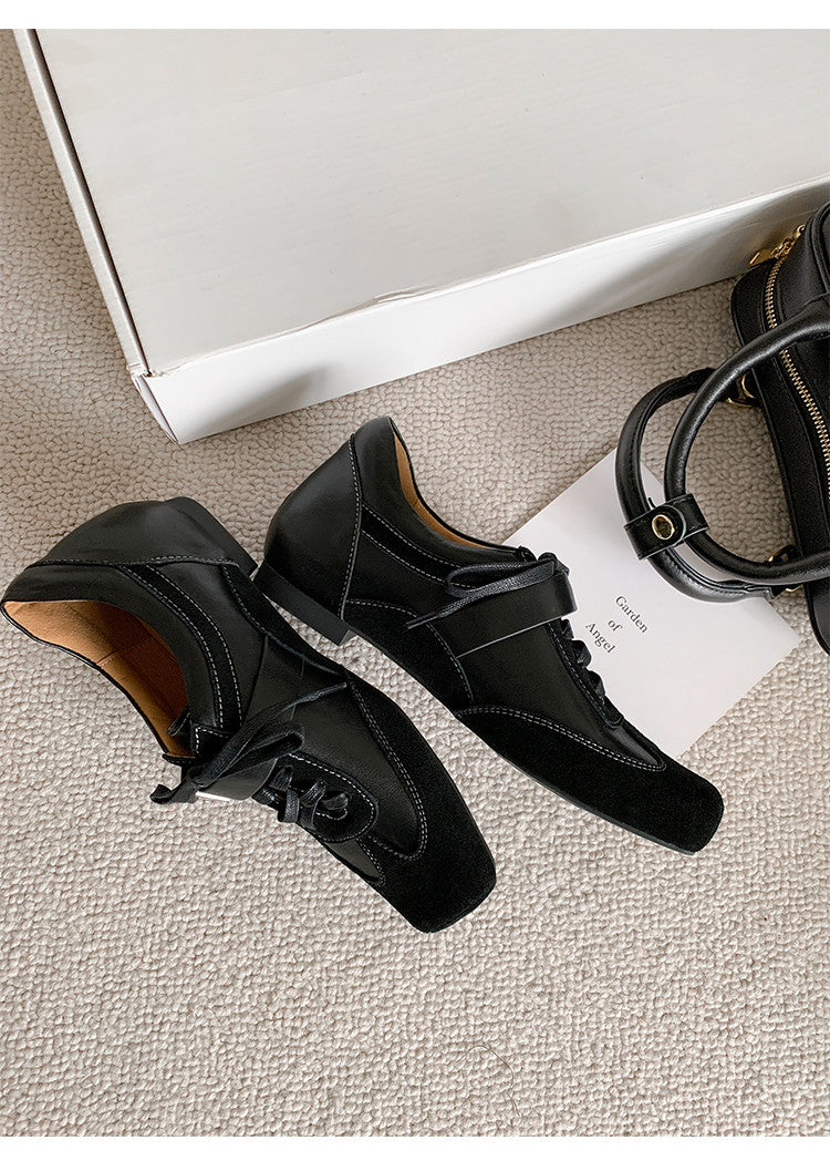 Karin Luna In Stock Spot Goods  Designed retro square-toe ballet shoes with laces