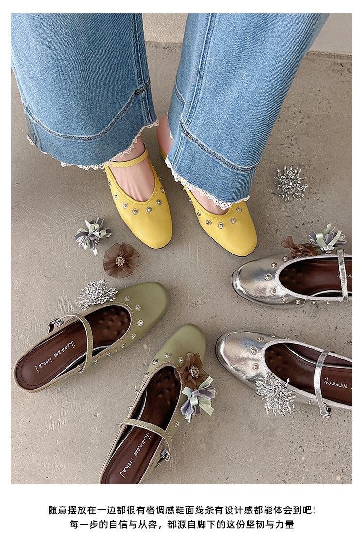 Karin Luna In Stock Spot Goods  Full-grain leather inside and out  Ultra Exquisite Round Toe Hidden Heel Closed-Toe Slippers
