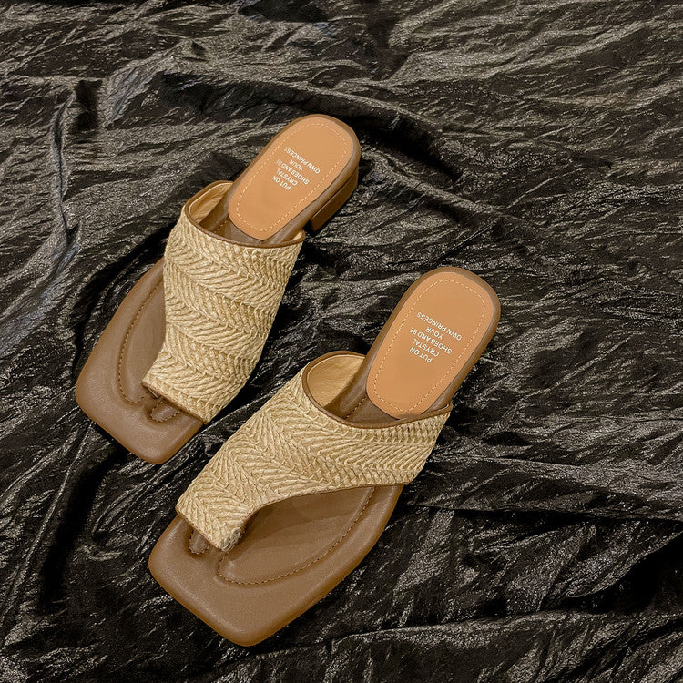 Karin Luna Bestseller  Popular  Data Hot-Selling Toe-Clip Straw Vacation Style Slippers