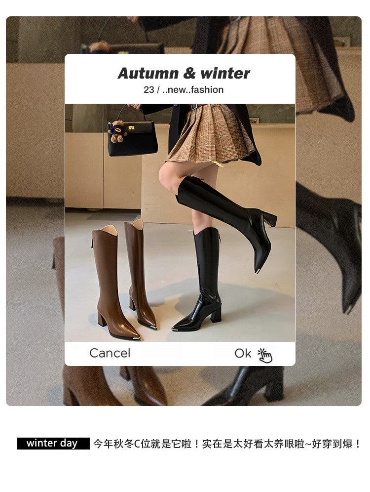 Karin Luna In Stock In-stock Pointed Toe Elegant High Heels v Slimming Effect Long Boots