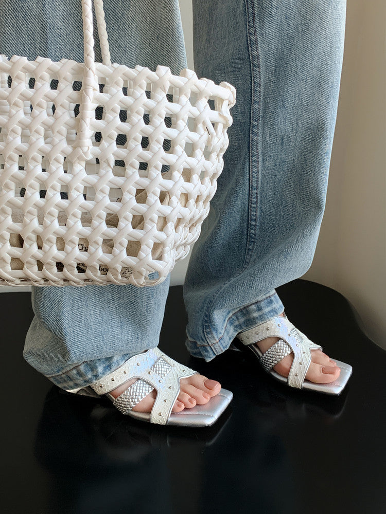 Karin Luna Fish Skin Series~ Hot-selling Square-Toe Slippers with Built-in Traffic