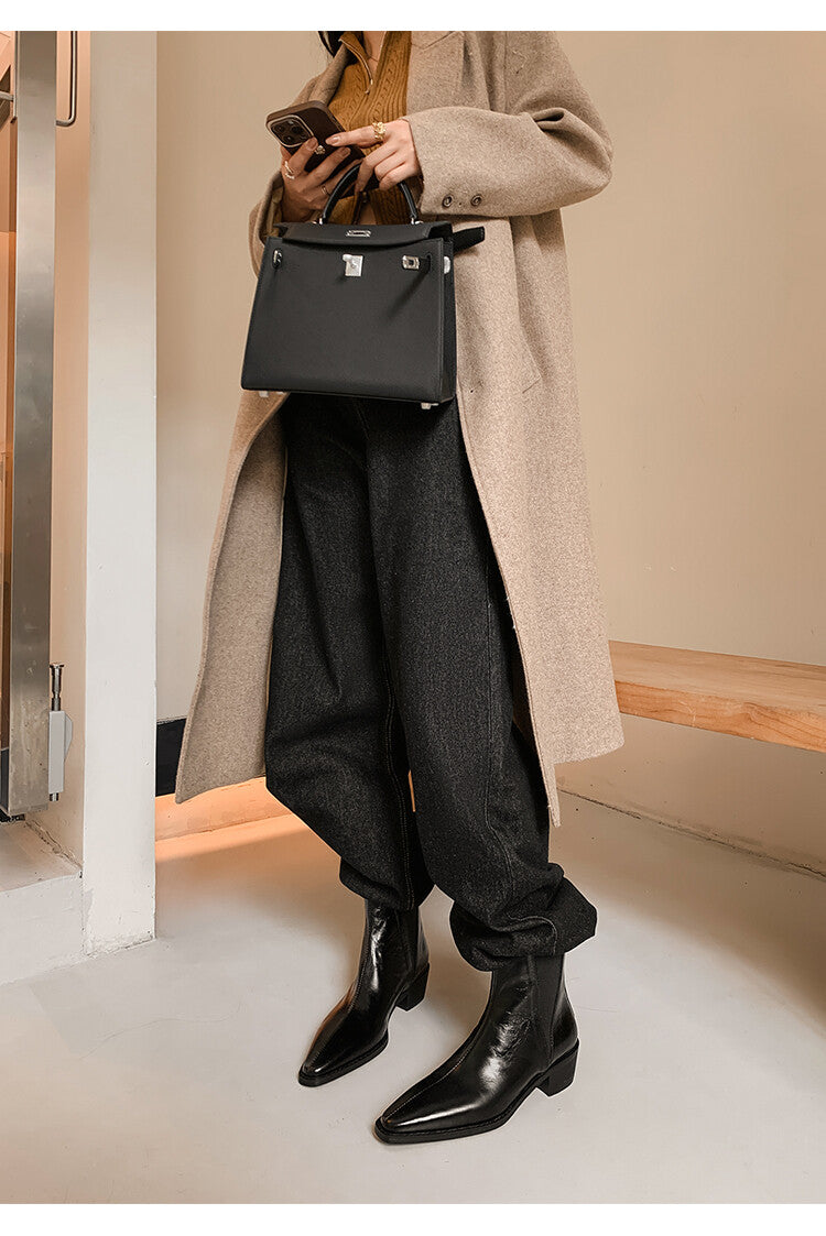 Karin Luna In Stock In stock   Classic first-layer cowhide Chelsea elastic ankle boots