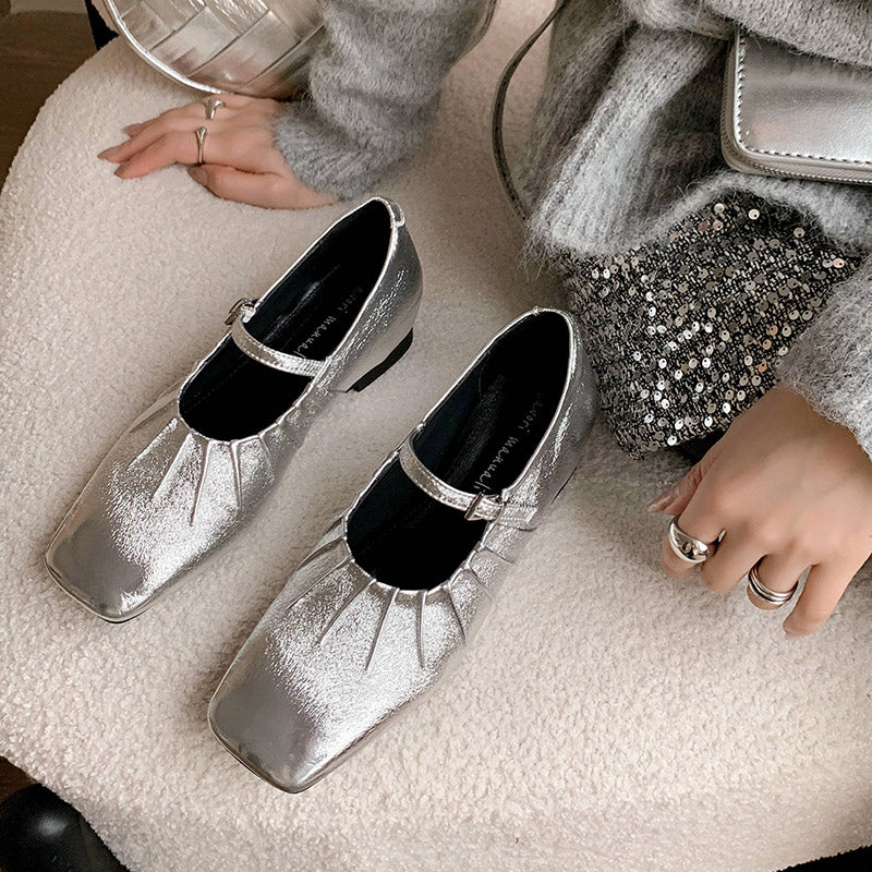 Karin Luna In Stock Spot Goods  Vintage Wrinkled One-Strap Granny Flats