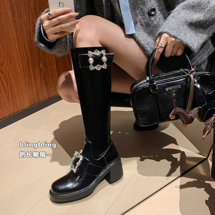 Karin Luna has prepared stock  Custom Large Square Buckle Bowknot Fastener Elegant Long Boots