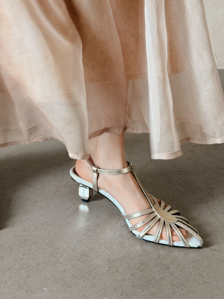 Karin Luna In Stock Spot Goods Open-toe French Style Metal Heel Sandals