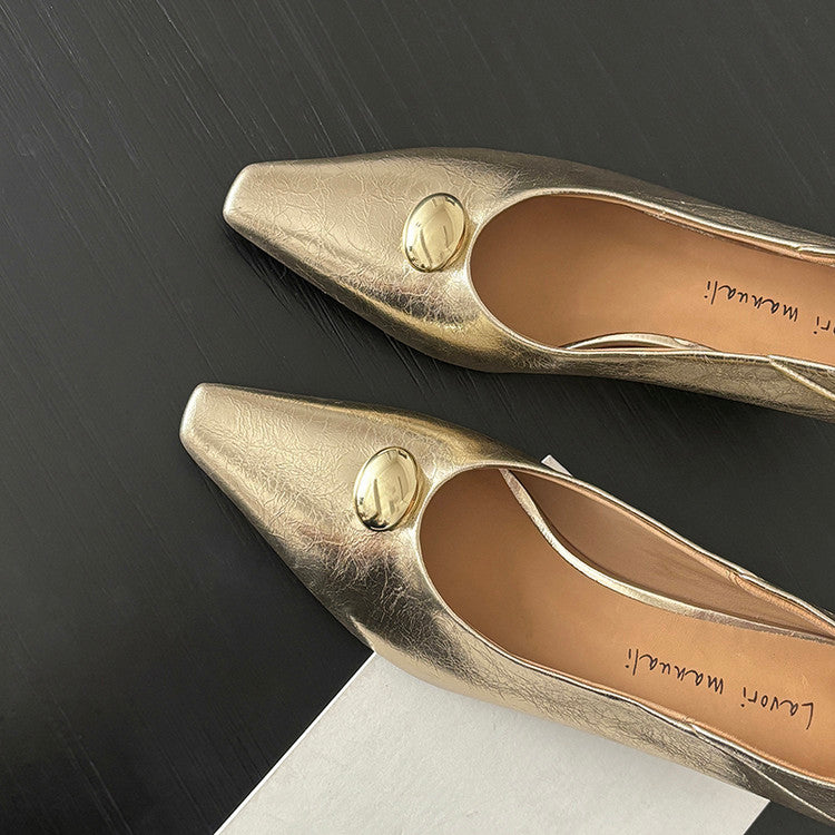 Karin Luna In Stock In Stock ~Basic Versatile French Style Small Square Toe Shallow Mouth Single Shoes