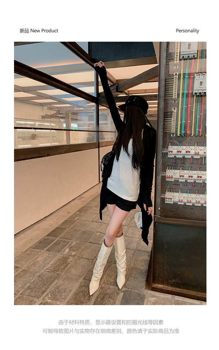 Karin Luna Elegant Style Pointed Toe Hidden Wedge Long Boots