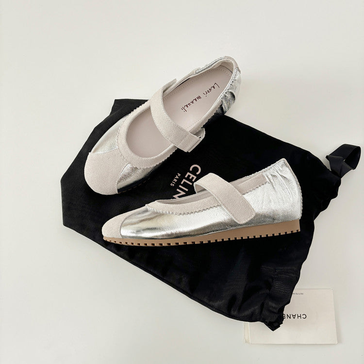Karin Luna Casual Shoes Series~  In Stock In Stock Magic Tape Round Toe Internal Height Increase Single Strap Flats