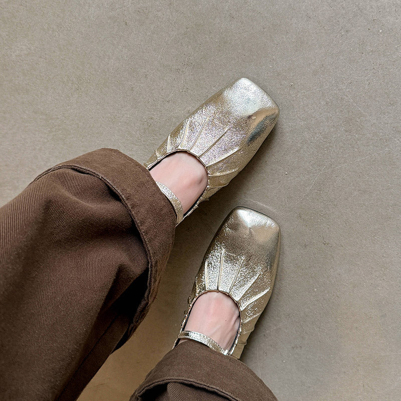 Karin Luna In Stock Spot Goods  Vintage Wrinkled One-Strap Granny Flats