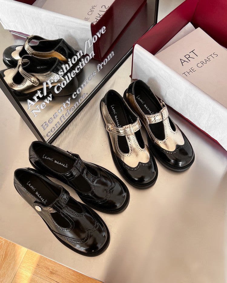 Karin Luna In Stock Spot Goods  Color Matching t Round Toe British Style Single Shoes