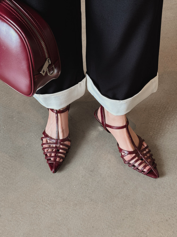 Karin Luna French Hollow Toe Metal Heel Elegant Sandals