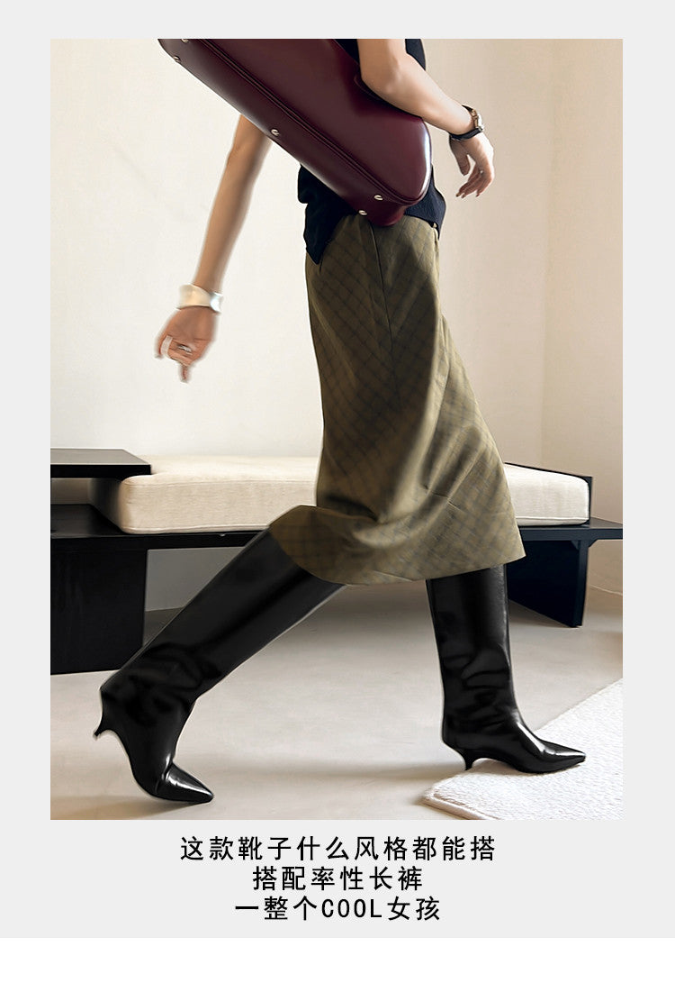 Karin Luna In Stock In Stock    Stunning Elegant Style Kitten Heel Straight Long Boots