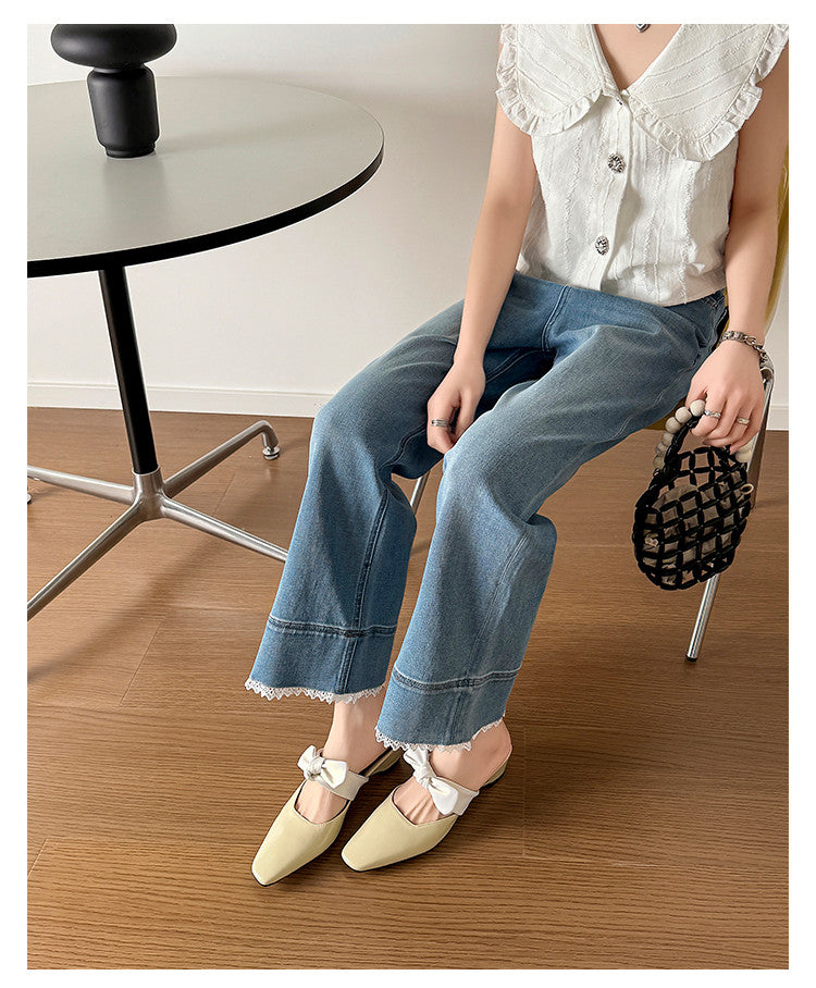 Karin Luna In Stock In Stock  Fluffy feel Bowknot Closed-Toe Slippers