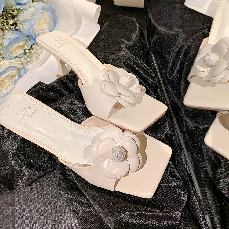 Karin Luna Flower of Wealth in the World~Says purple has a lot of charm Spot Goods Spot Goods  Three-Dimensional Camellia Elegant Sandals