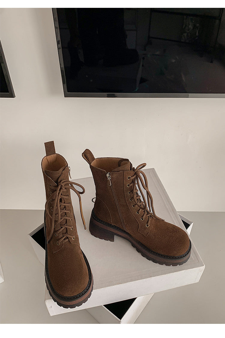 Karin Luna In Stock Casual style thin strap round toe suede ankle boots