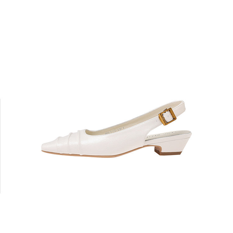 Karin Luna French Retro Square Toe Wrinkled Closed-Toe Sandals