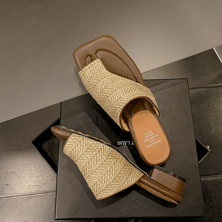 Karin Luna Bestseller  Popular  Data Hot-Selling Toe-Clip Straw Vacation Style Slippers