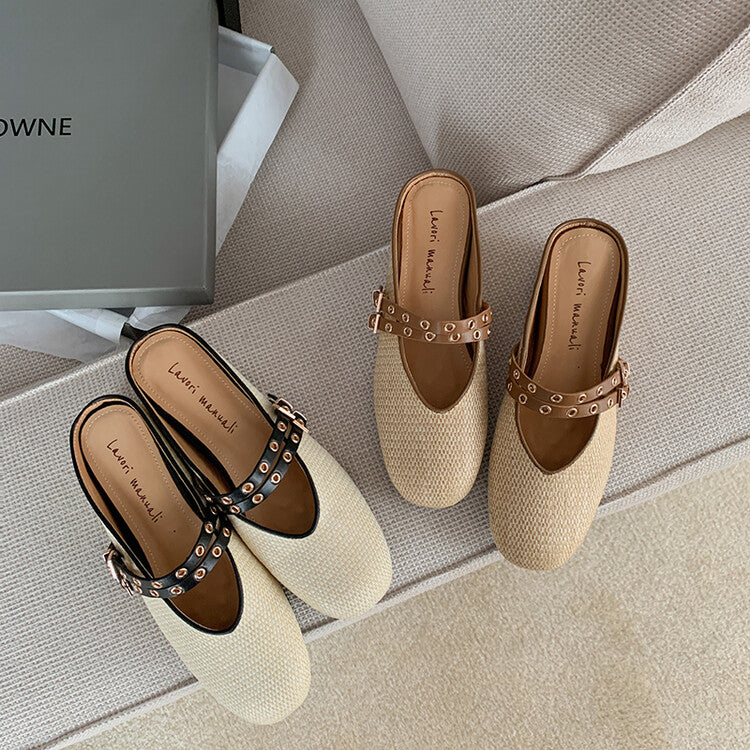 Karin Luna  Closed-Toe Woven Style Height-Increasing Slippers