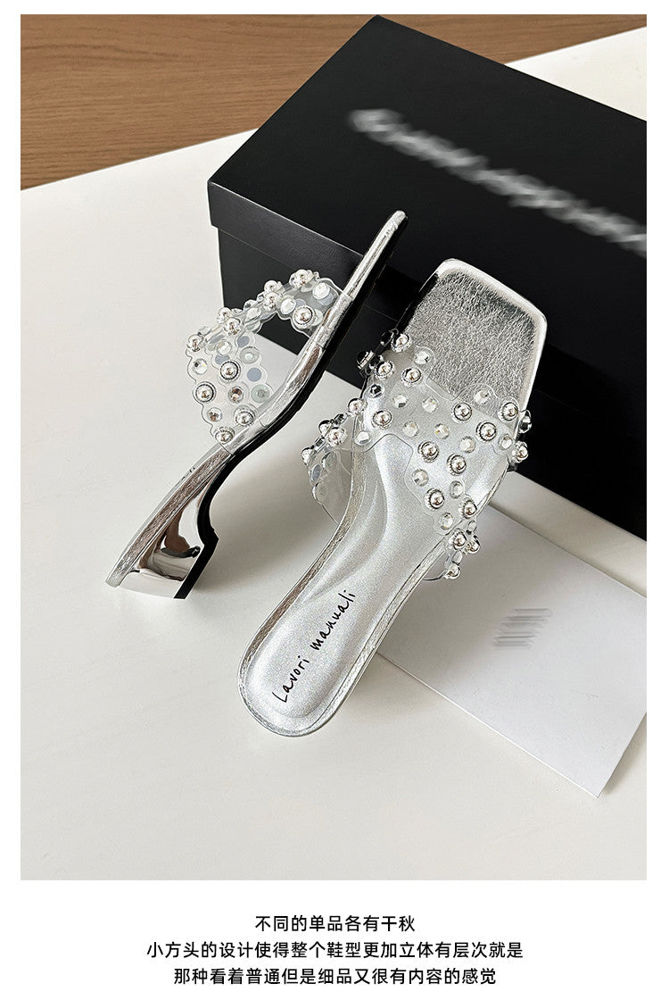 Karin Luna In Stock Spot Goods Classic versatile transparent sequin slippers