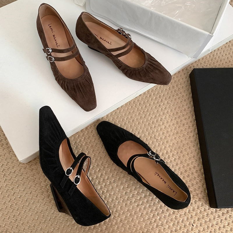 Karin Luna Full Leather Inside and Out Popular Element Amber Heel Elegant French Style Single Shoes