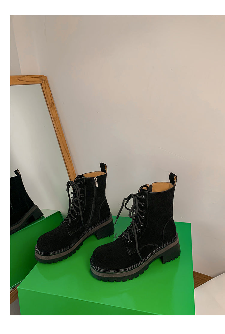 Karin Luna In Stock Casual style thin strap round toe suede ankle boots