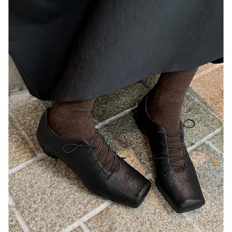 Karin Luna In Stock Spot Goods Elephant Pattern Series~Square-Toed Old Money Style Internal Height-Increasing Flats