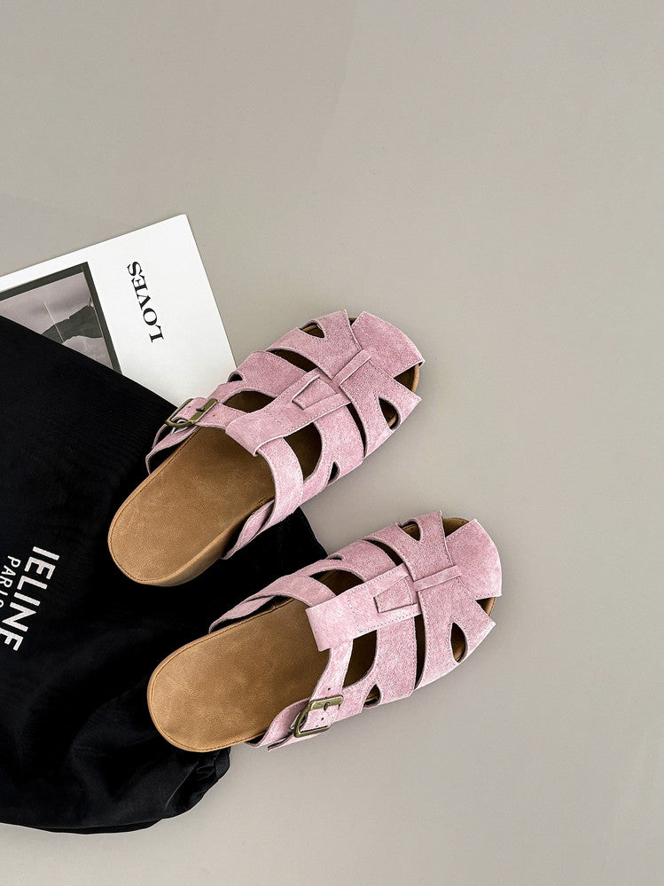 Karin Luna Full Layer Inside and Out~Basic Versatile Perforated Round Toe Birkenstock Slippers
