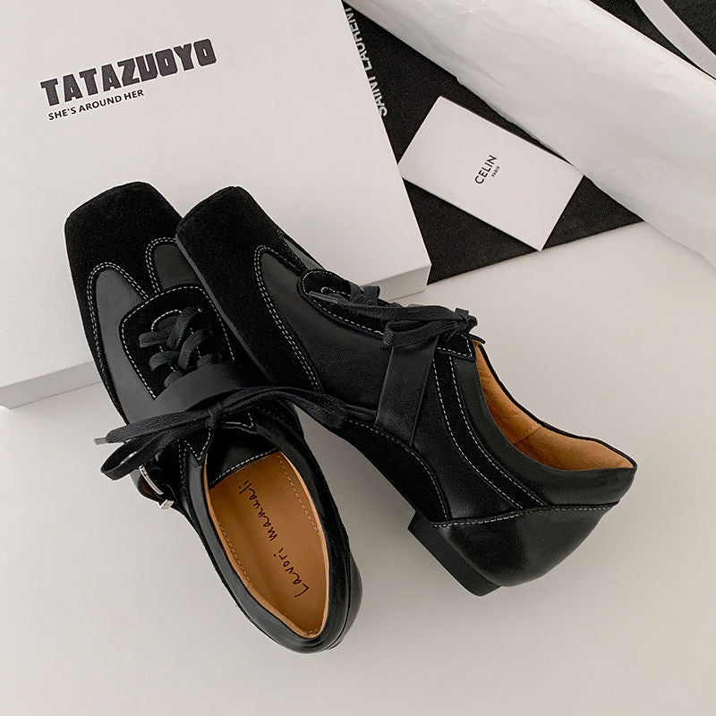 Karin Luna In Stock Spot Goods  Designed retro square-toe ballet shoes with laces