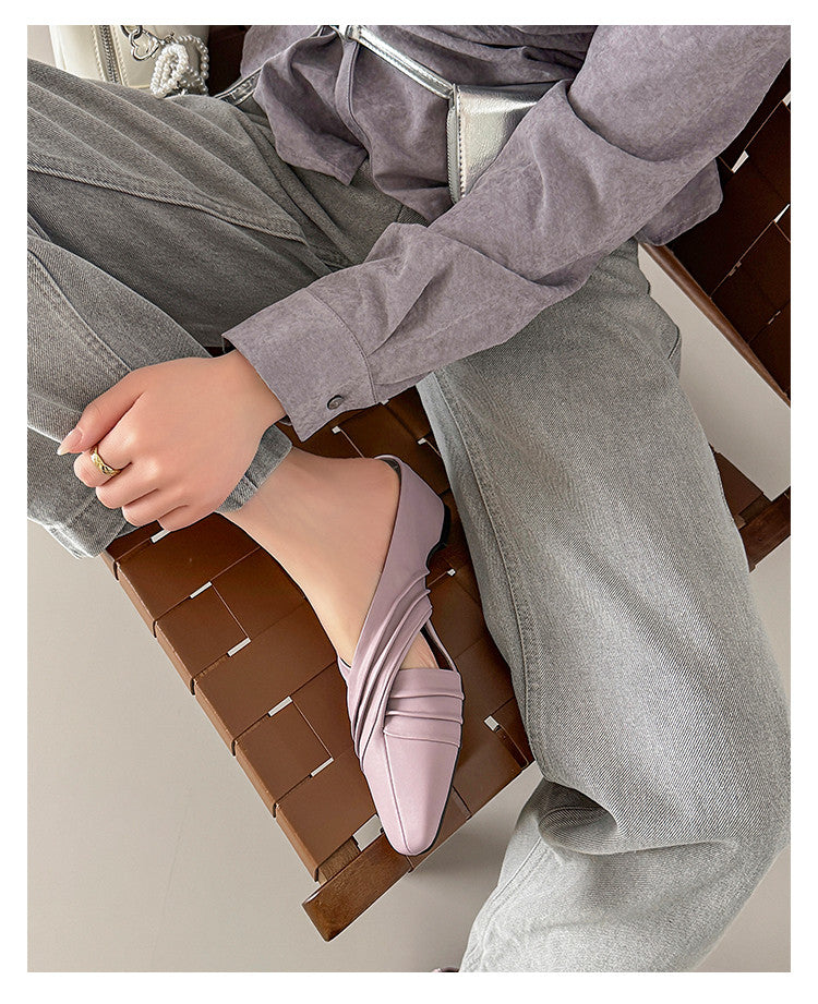 Karin Luna In Stock In Stock Basic Elegant Fairy Style Small Square Toe Sheepskin Slippers