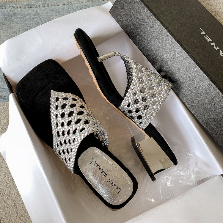 Karin Luna Hot-Selling Braided Style  In stock Toe-strap Woven Sofa Insole Slippers